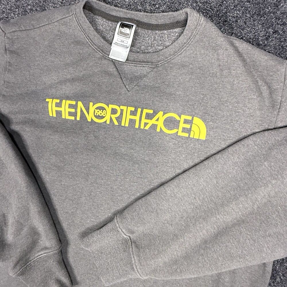 The North Face Gray Crewneck Sweatshirt 1968 Yellow Logo Size Men’s Medium